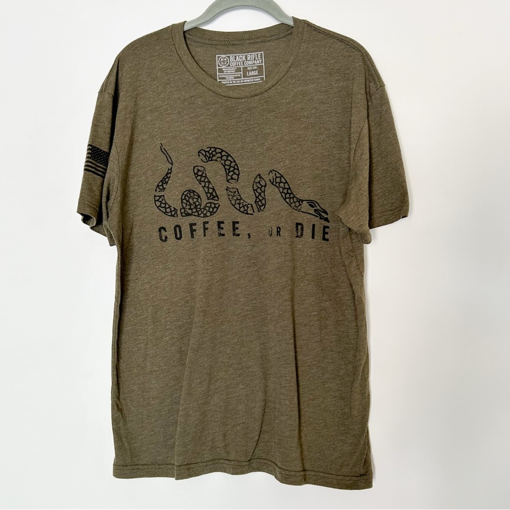 Black Rifle Coffee or Die Logo Men's Graphic T-shirt Army Olive Green Large - Picture 2 of 5